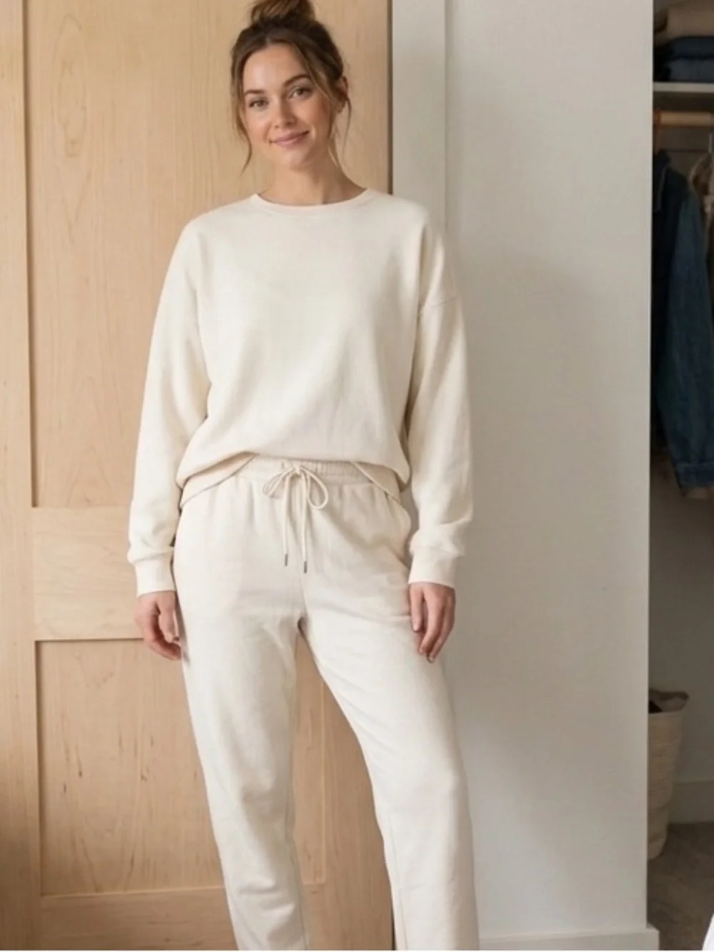 Stylish Cream Jogger Set for Women - Picture 1 of 7